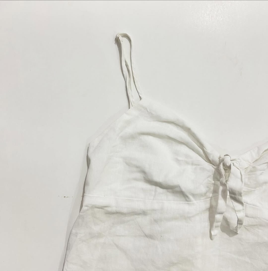 White Front Knot Cotton Top