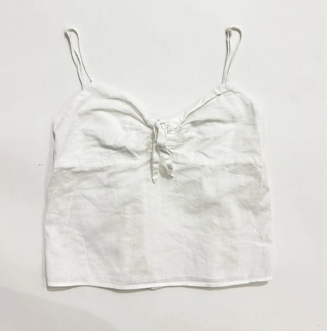 White Front Knot Cotton Top