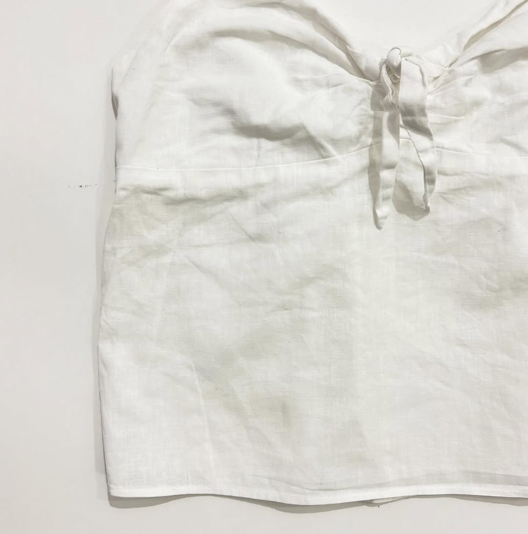 White Front Knot Cotton Top