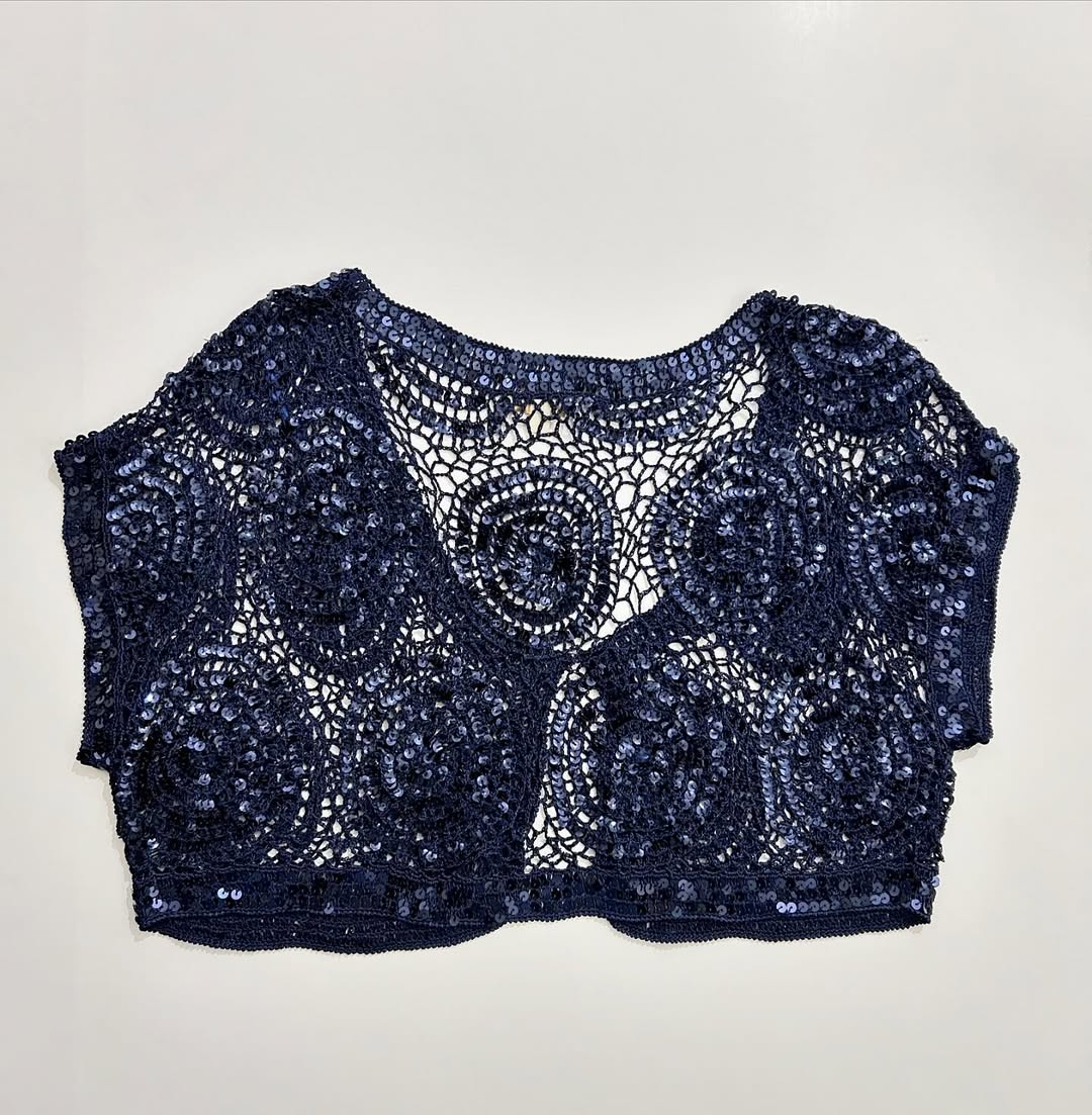 Blue Embellished Shrug