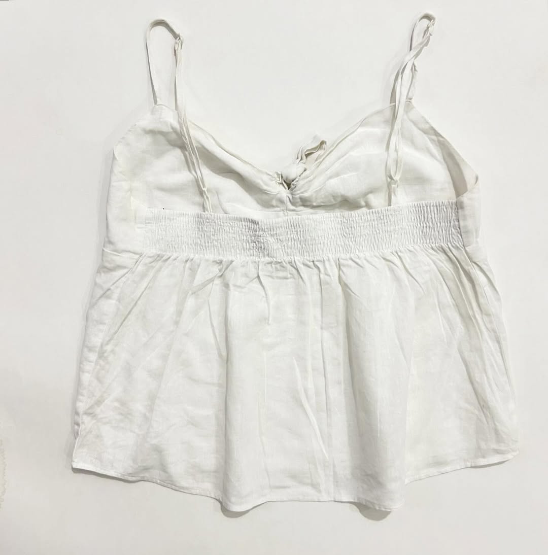White Front Knot Cotton Top