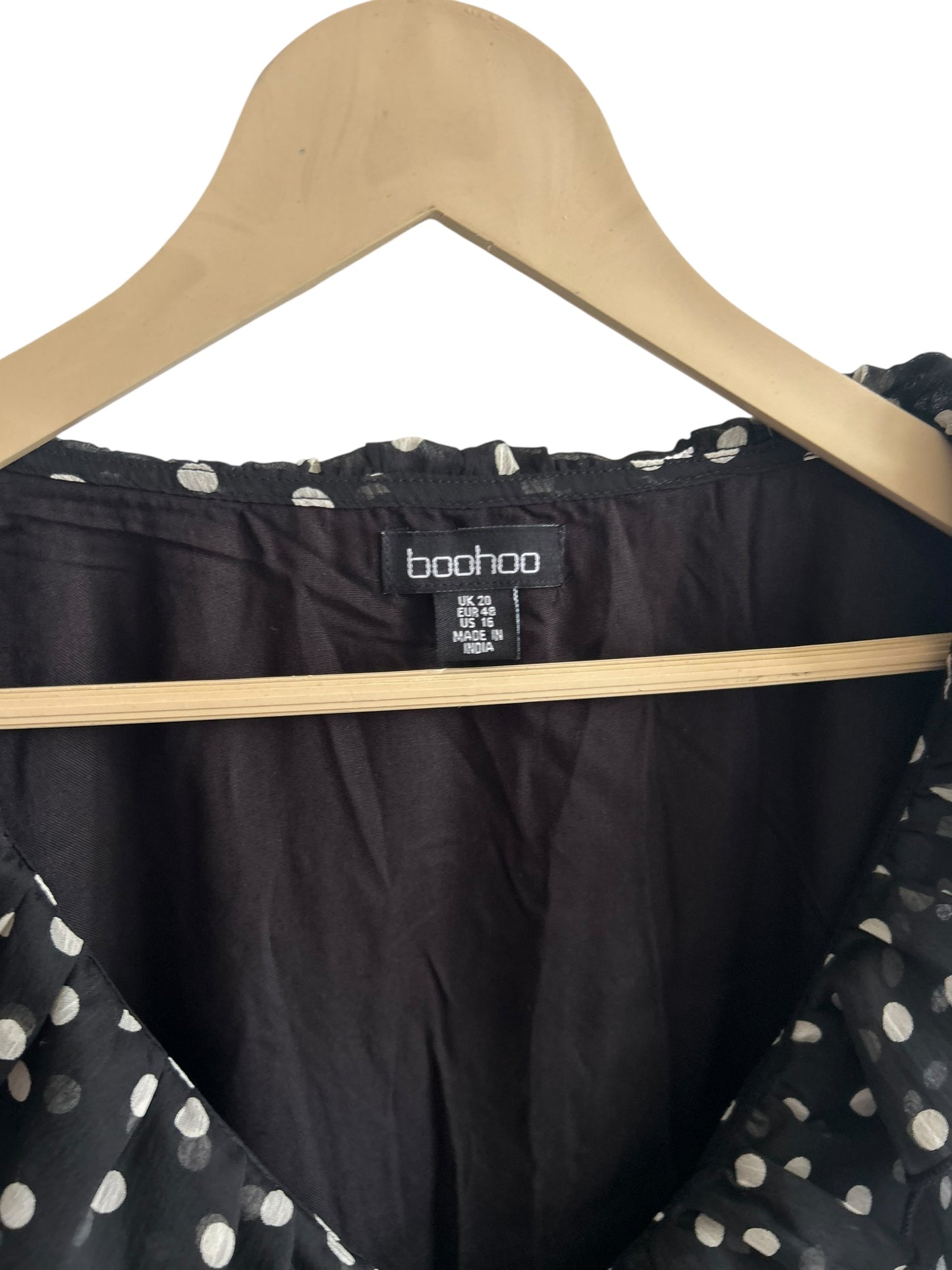 BOOHOO Polka Dot Ruffle Top