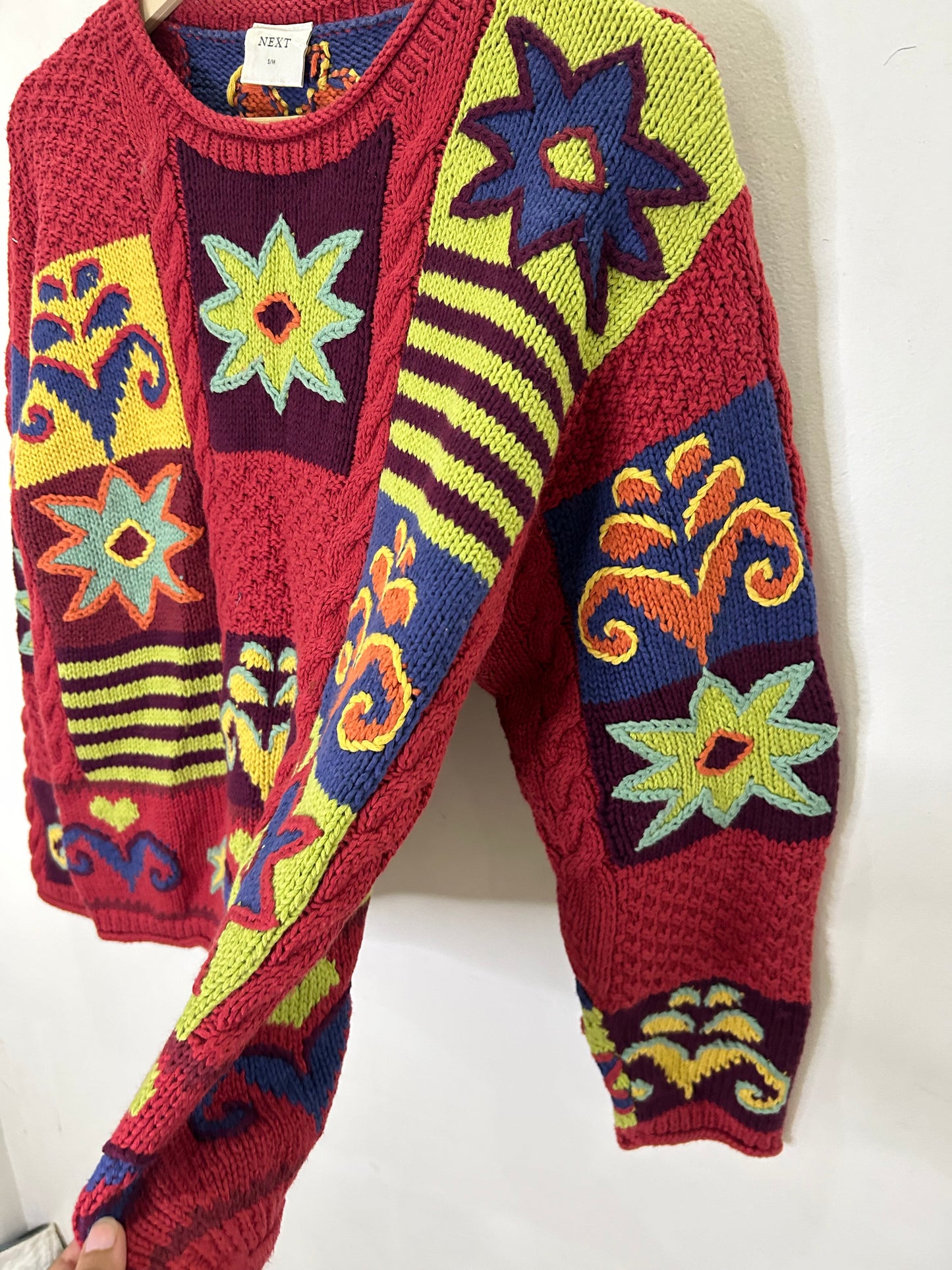 NEXT multicolored floral knit sweater.