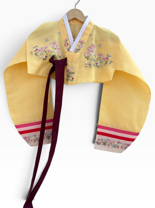 Yellow Floral Hanbok Jacket: 34”