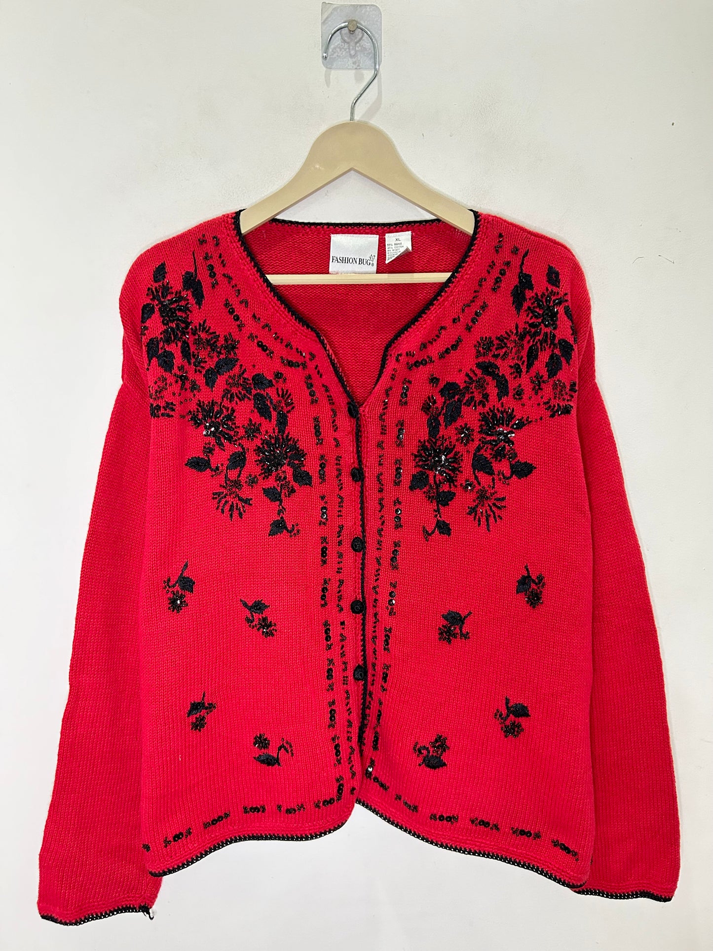 Red Embellished Sweater