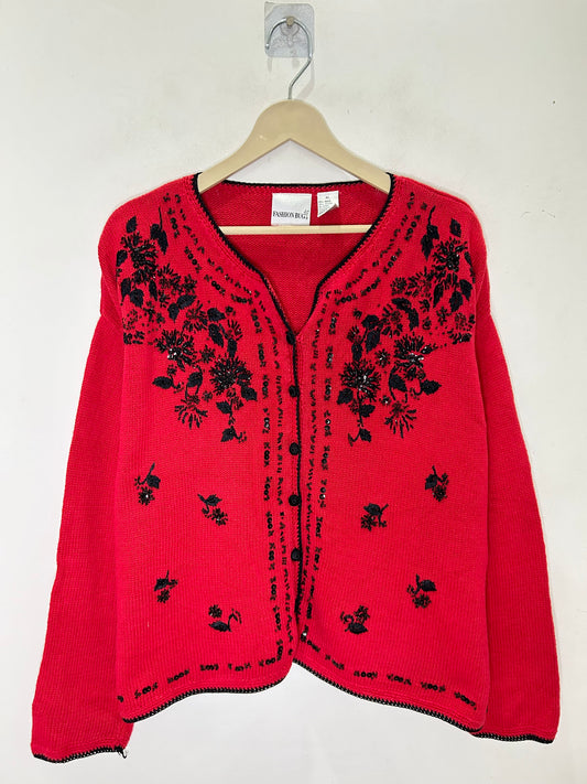 Red Embellished Sweater