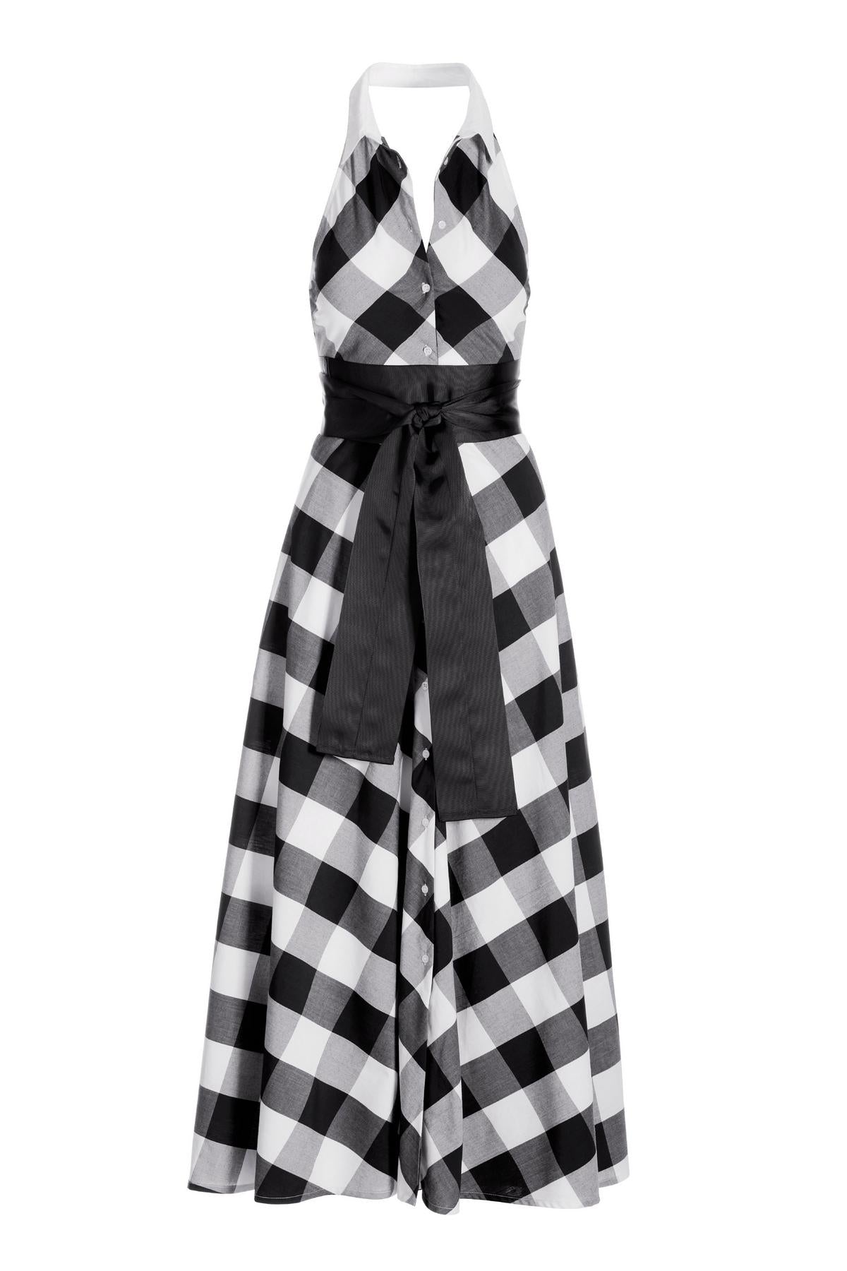 Checkered Halterneck Dress