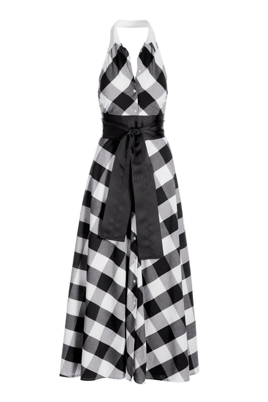 Checkered Halterneck Dress