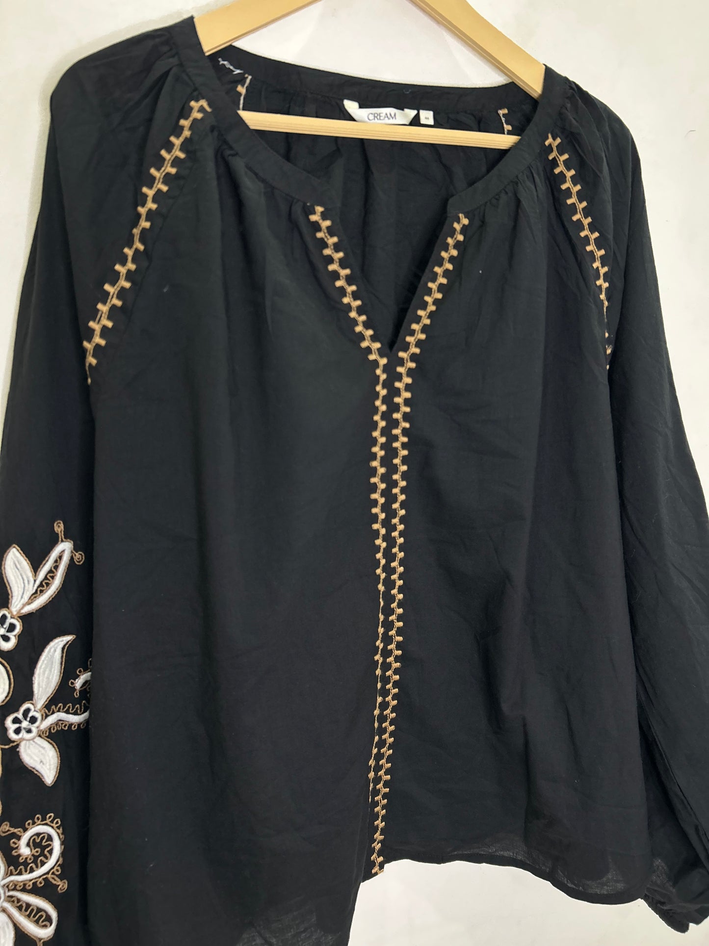 Cotton Black Embroidered Top