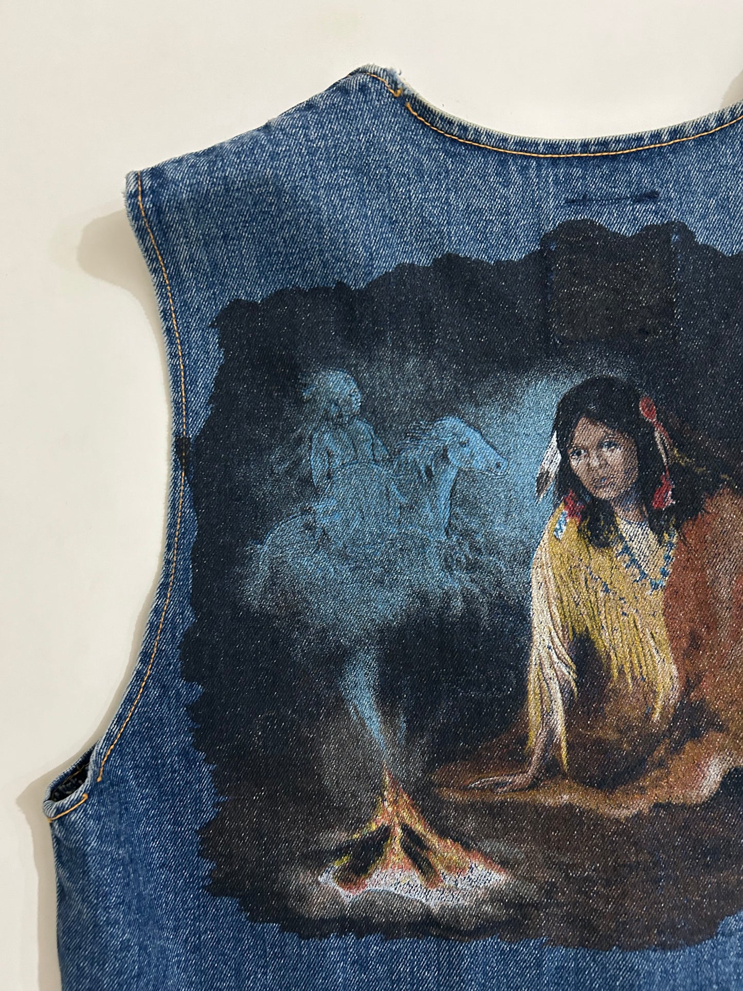 Printed Denim Vest