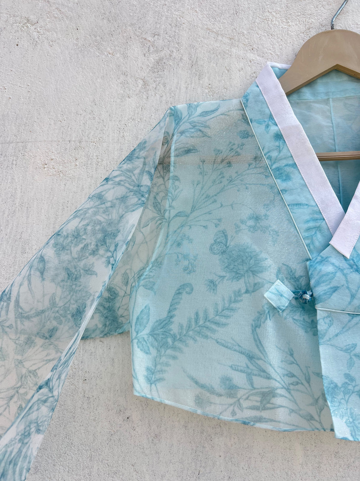 Organza Floral Hanbok Jacket: 36”