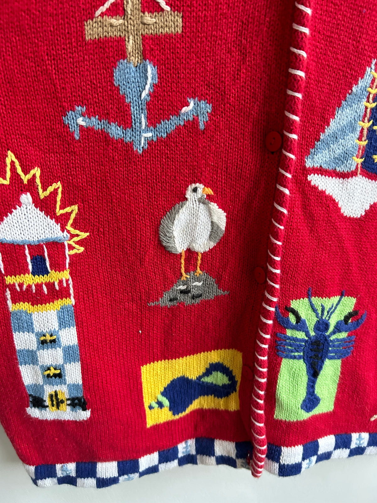 Vintage Nautical Coastal Short Sleeve Cardigan
