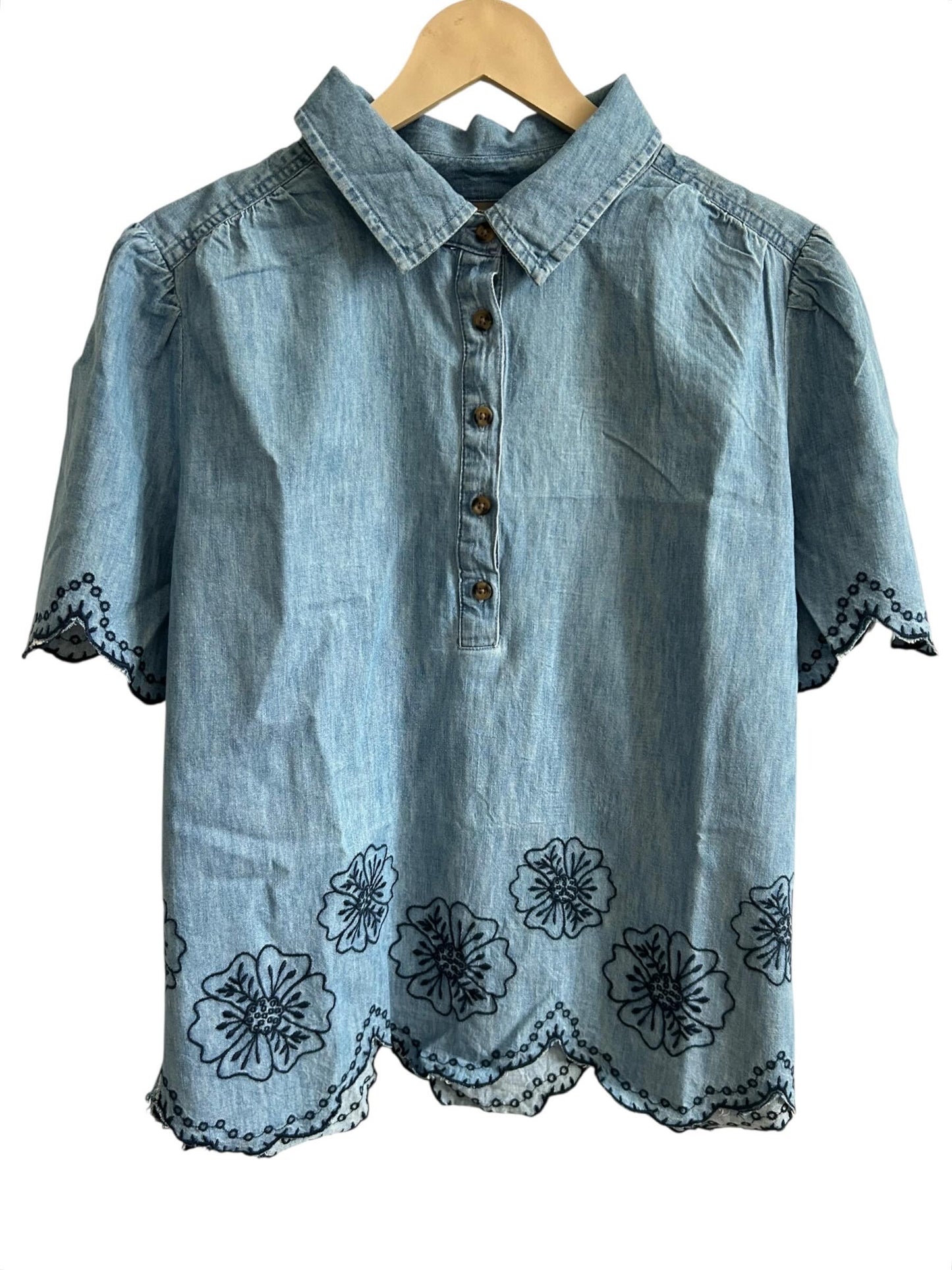 Embroidered Denim Top:46”