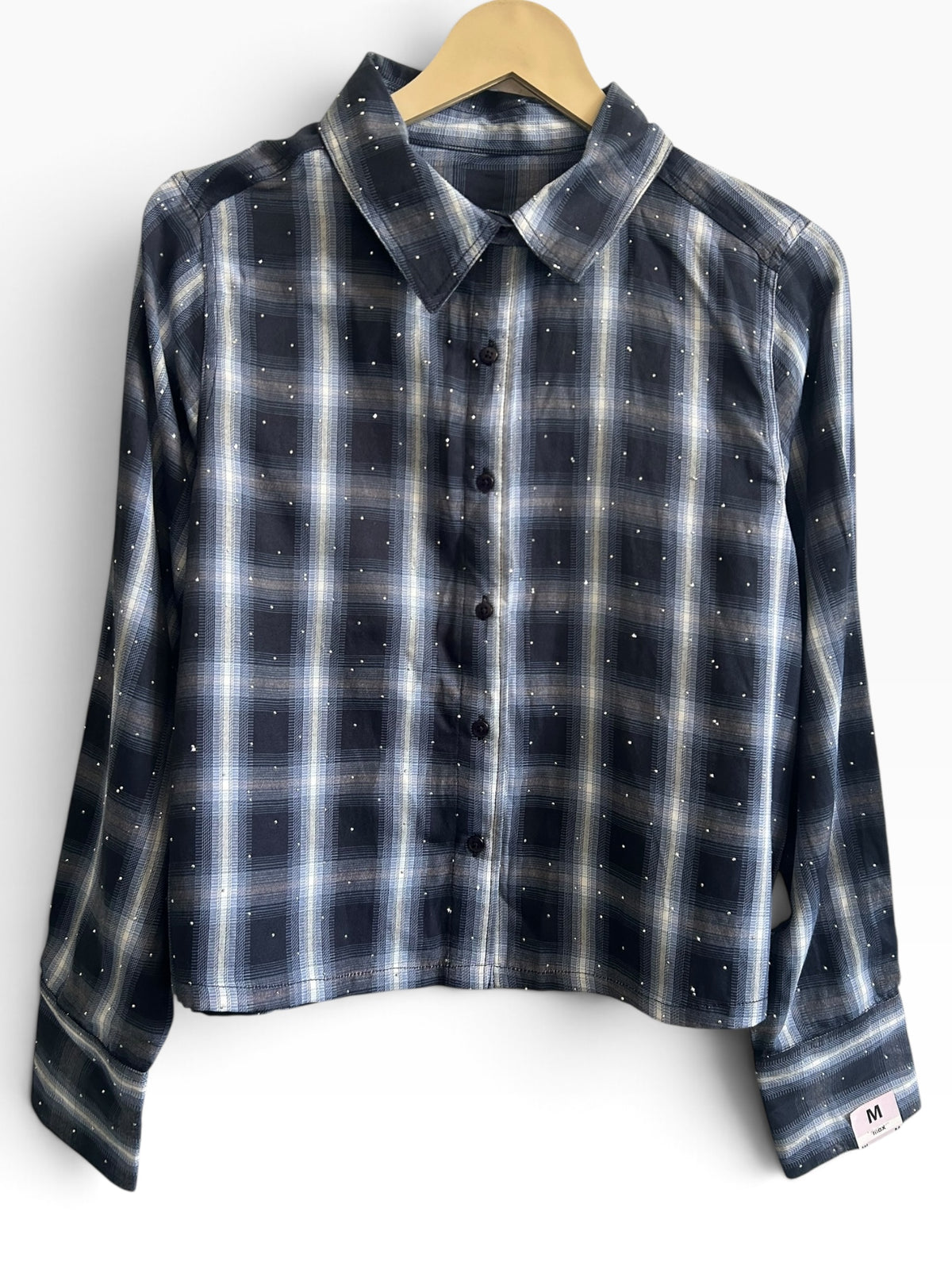 Rhinestone Check Shirt:40”