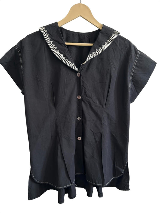 Black embroidered top