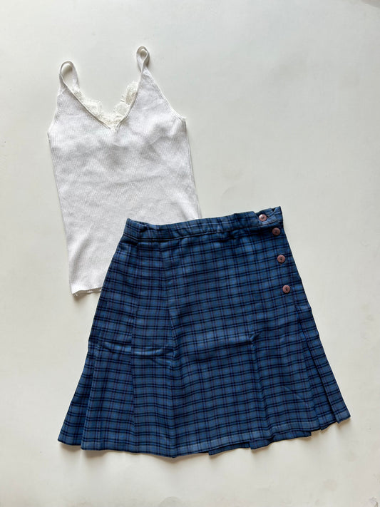 Blue Side Button Skirt Waist: 26”