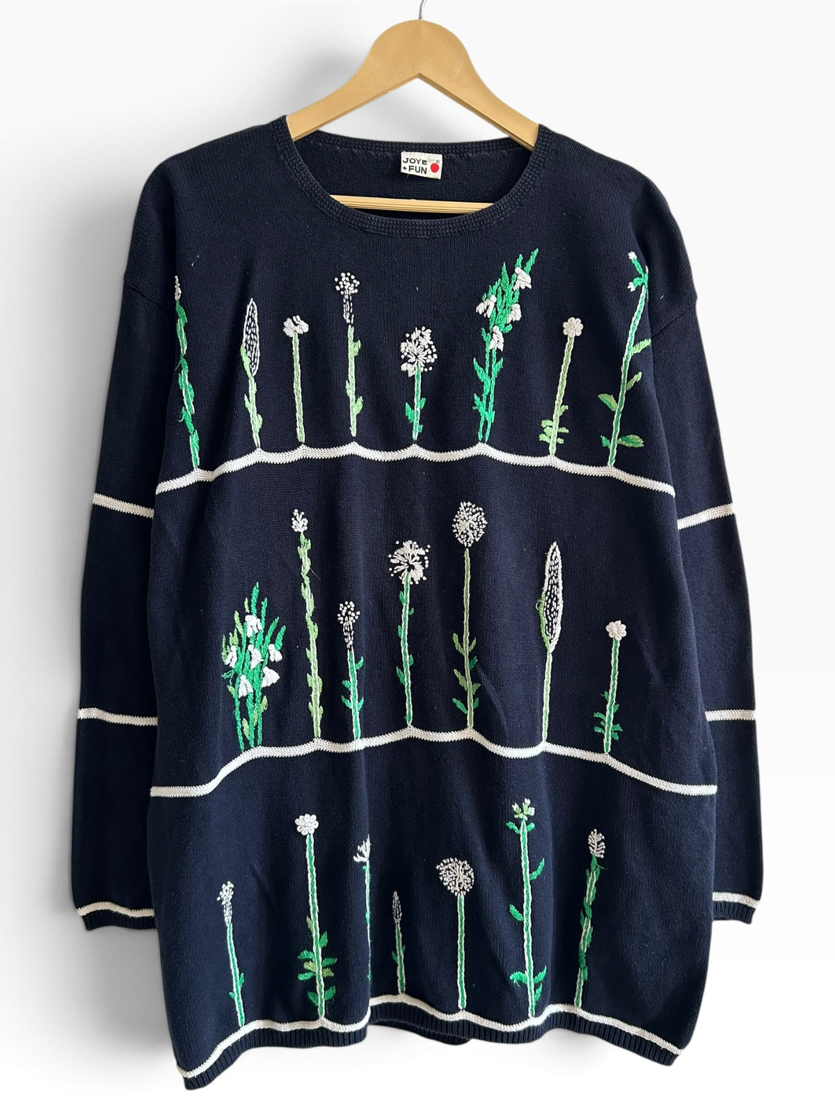 Vintage Botanical Garden Knit Navy Blue Sweater