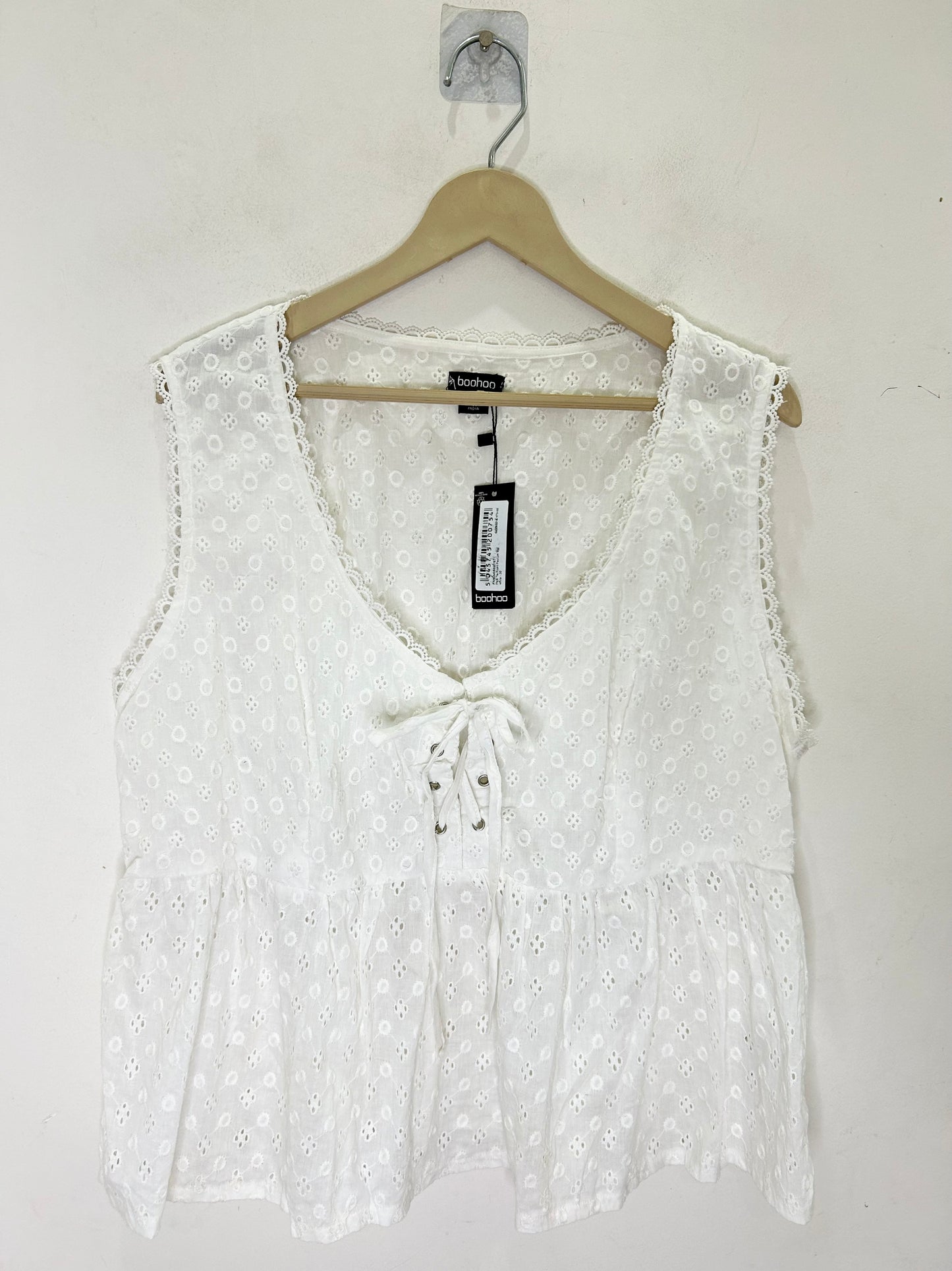 Boohoo White Cotton Top