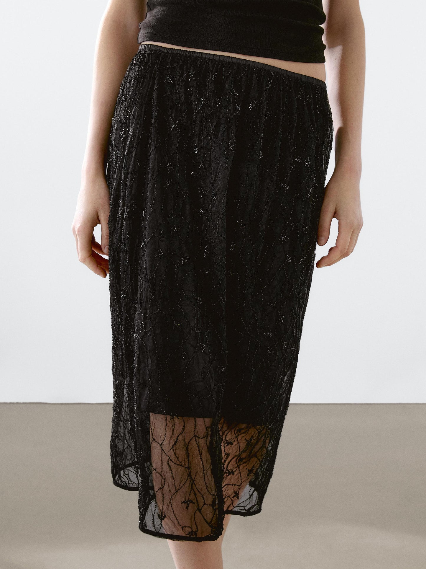 MASSIMO DUTTI Embellished Skirt