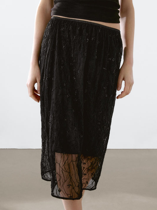 MASSIMO DUTTI Embellished Skirt