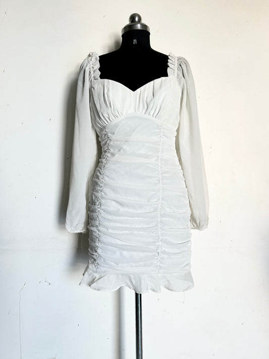 White Ruched Dress