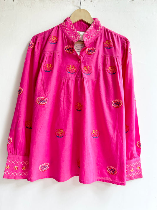 Cotton Tapestry Embroidered Shirt: Chest-44”
