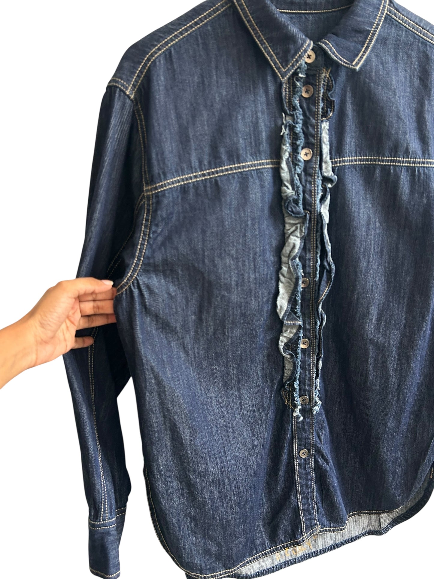 Denim Ruffle Shirt