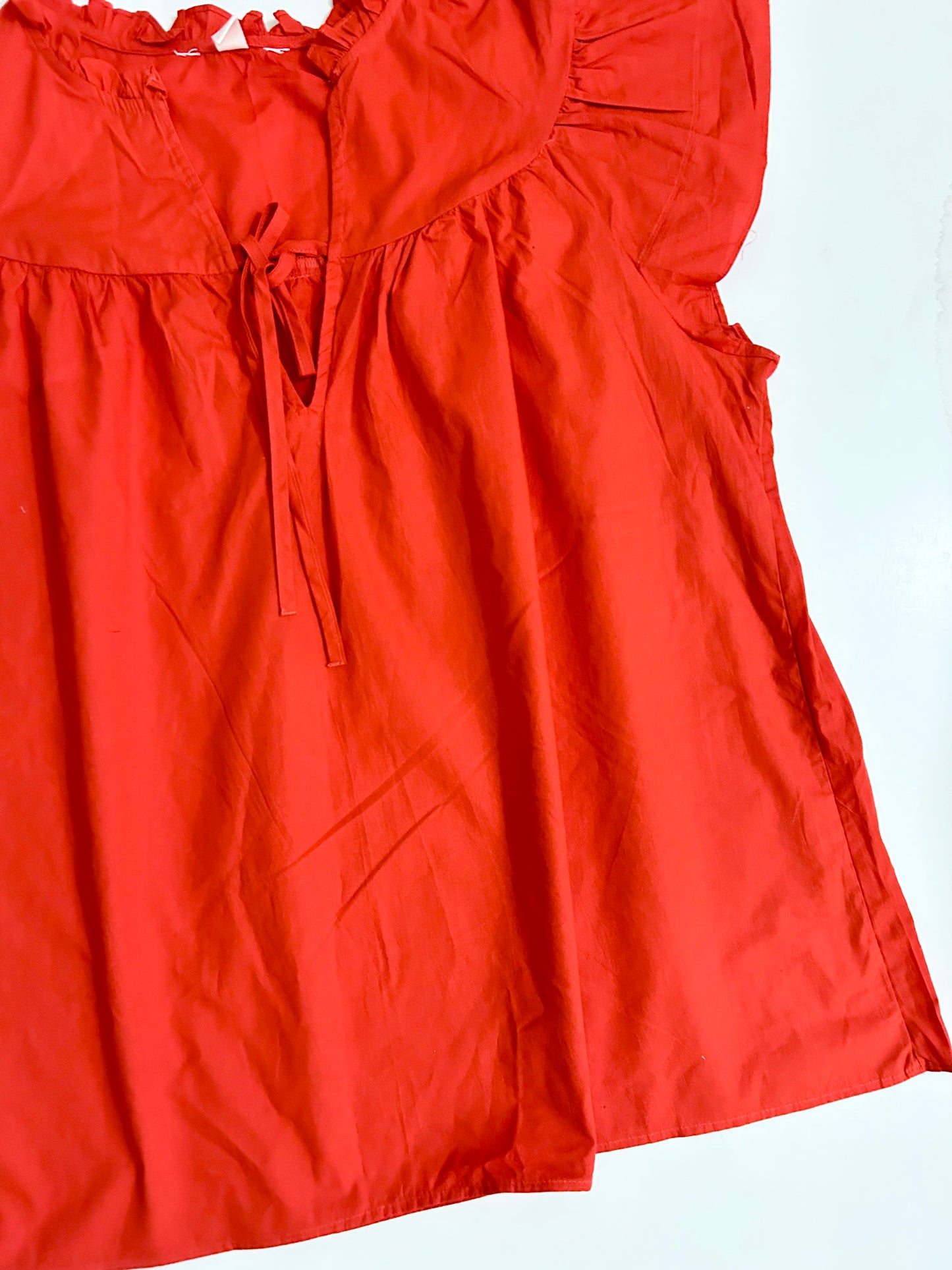 Red Ruffle Cotton Top
