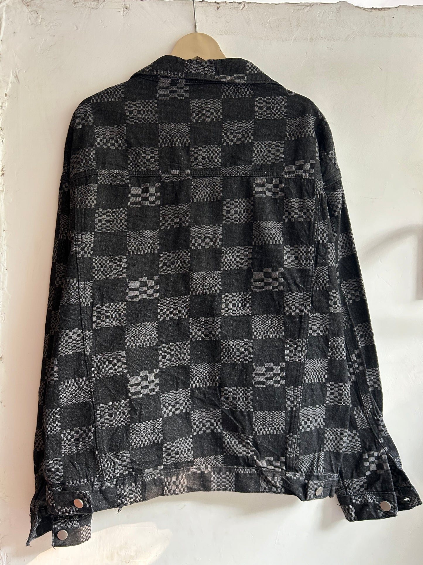 Black Patterned Denim Jacket