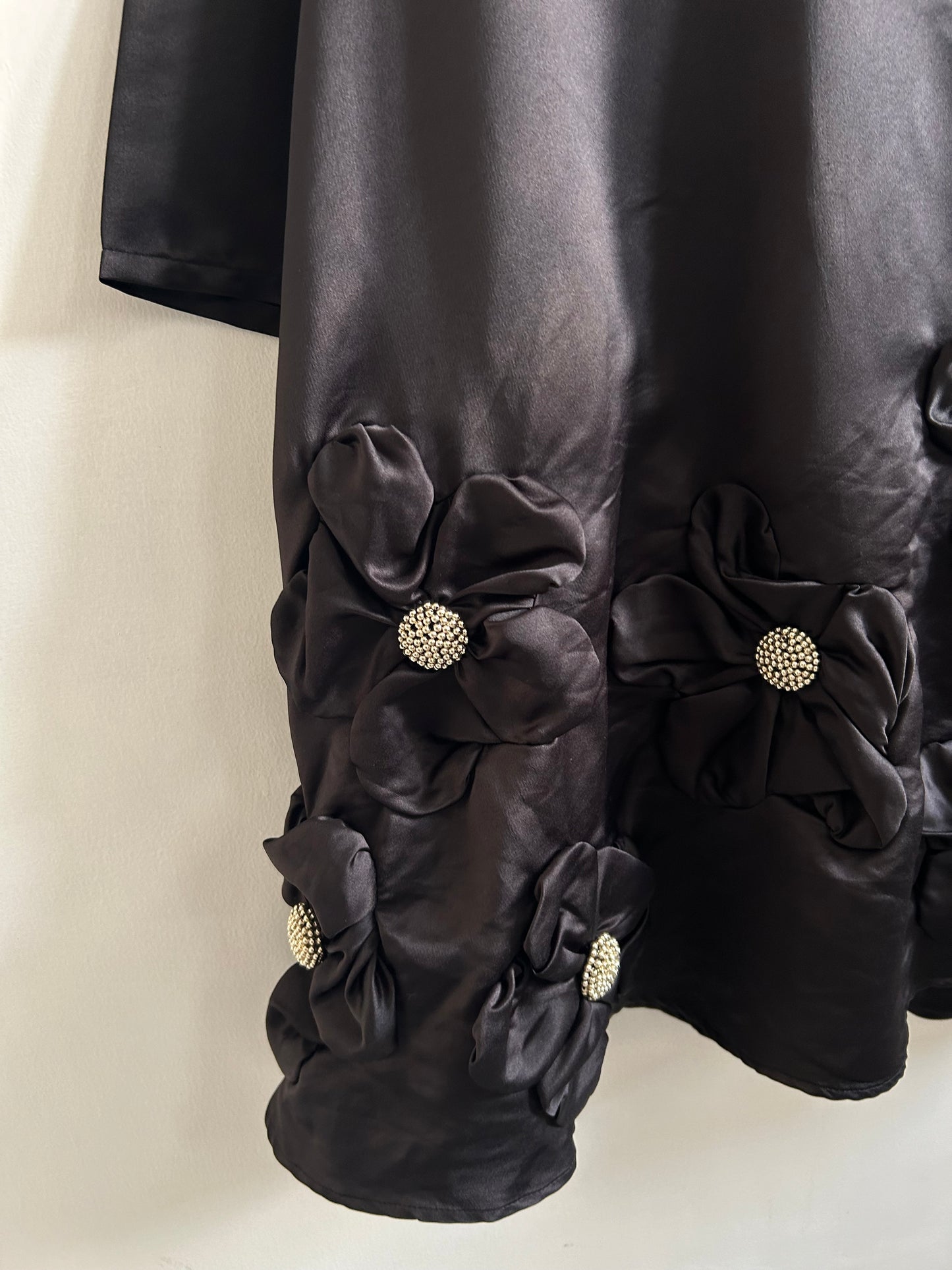 Black Beaded Floral Applique Dress