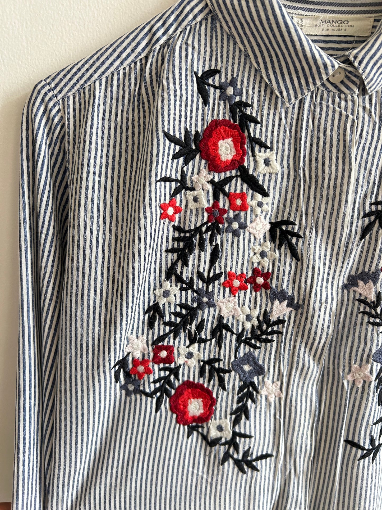 Striped Cotton Embroidered Shirt