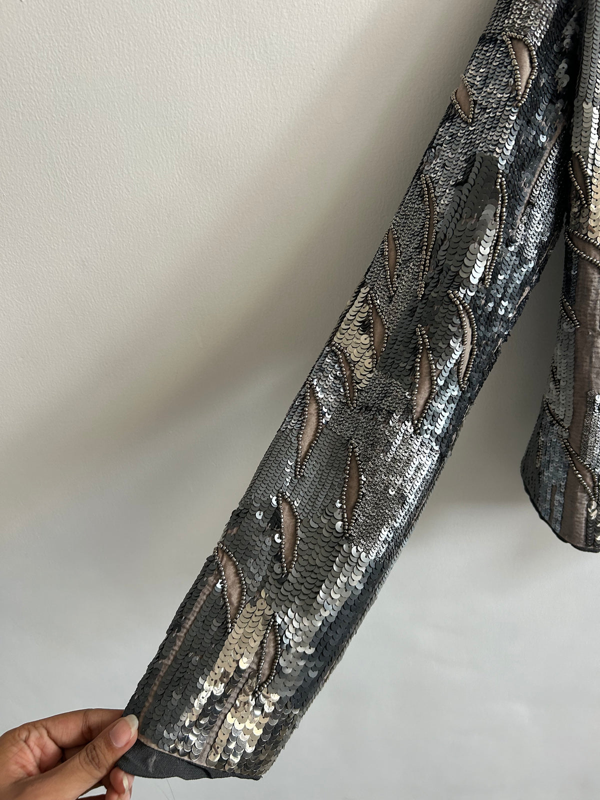 Grey Embellished Sequins Shrug:30”