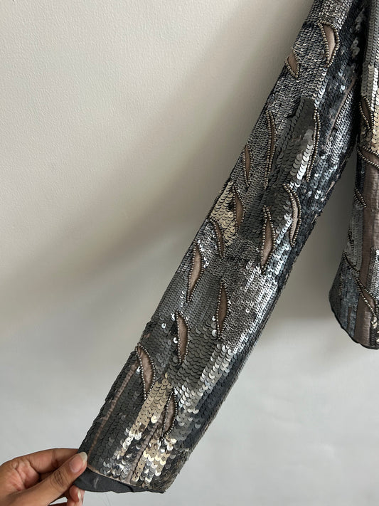Grey Embellished Sequins Shrug:30”