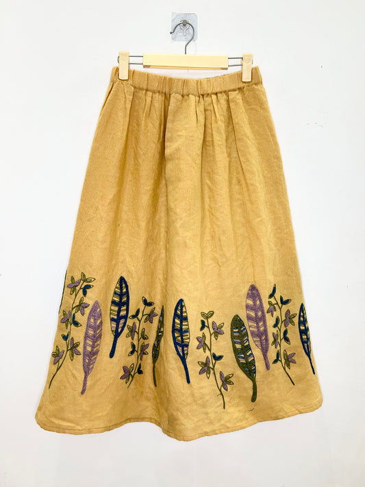 Yellow Embroidered Skirt (with Pockets)
