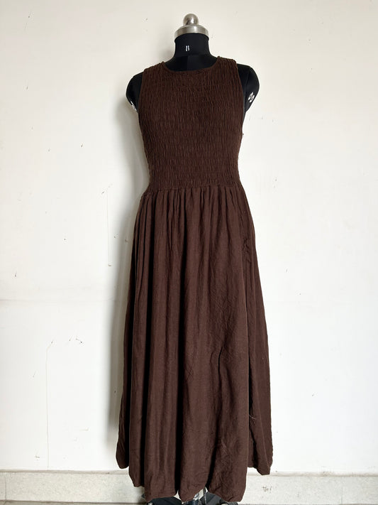 Brown Ruched Dress
