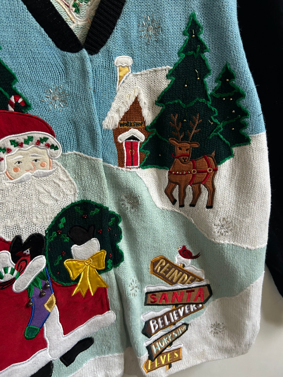 Vintage Santa & Reindeer Christmas Cardigan