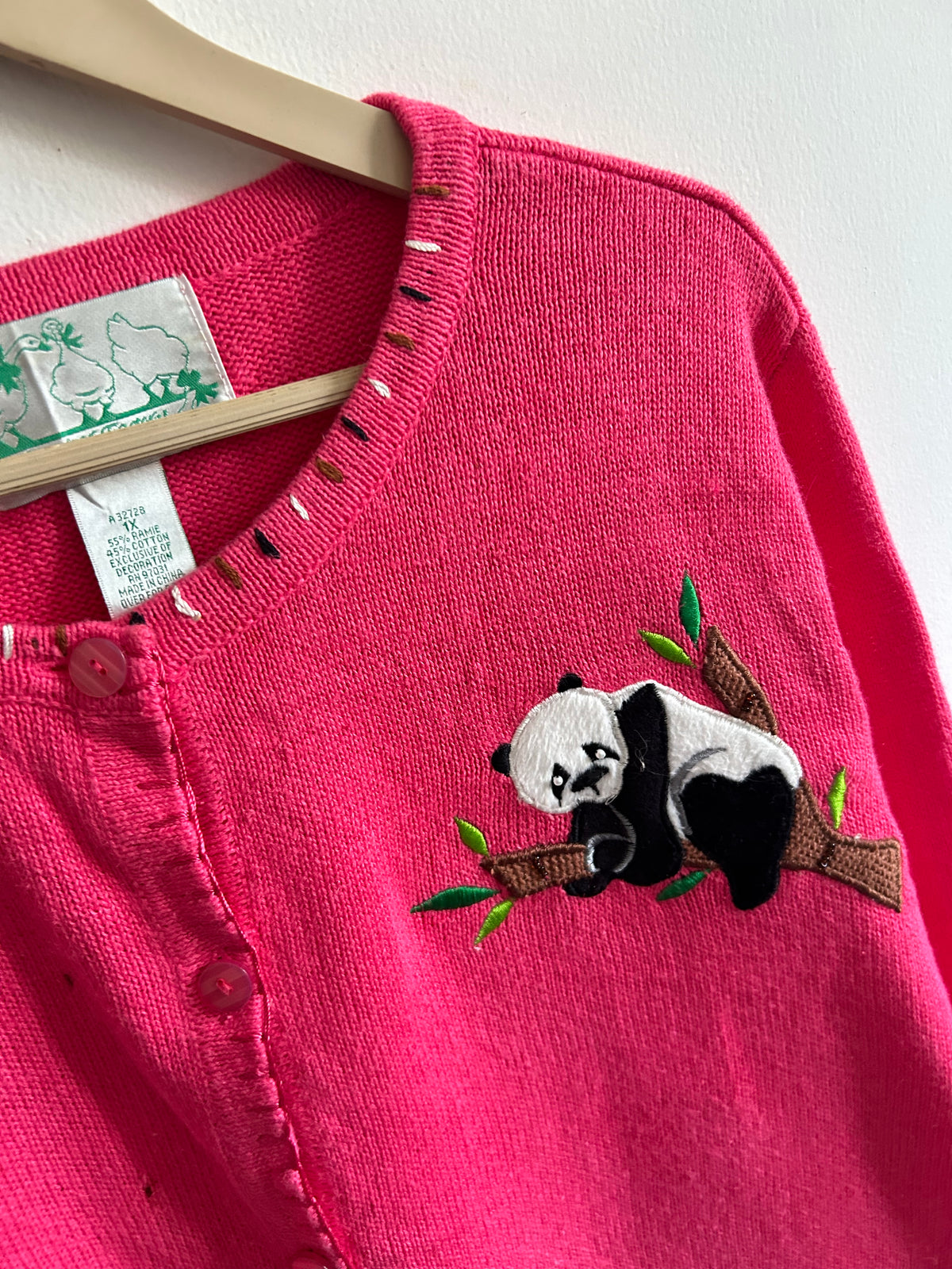 Panda Bamboo Forest Pink Cardigan