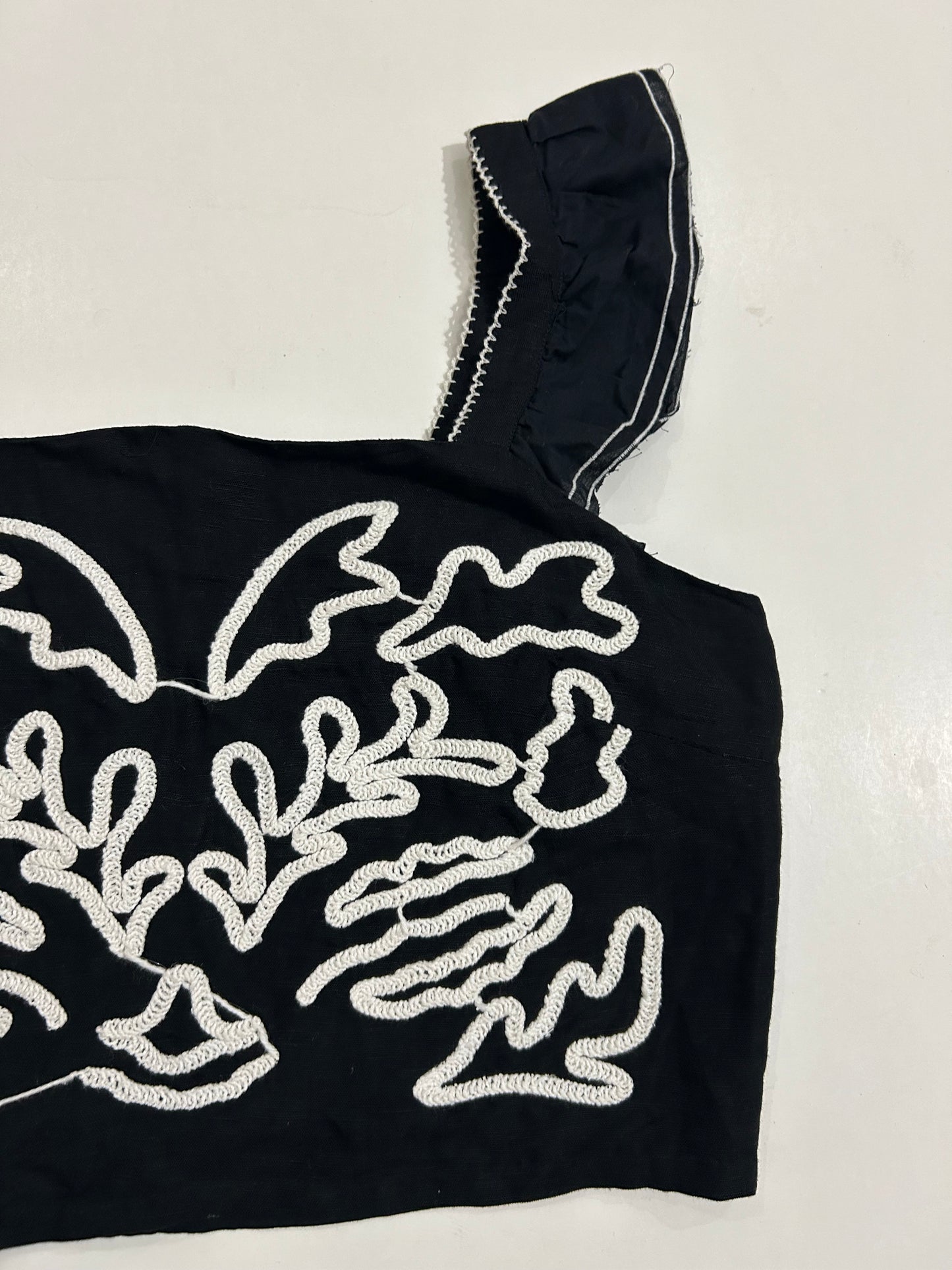 Black Embroidered Cotton Top