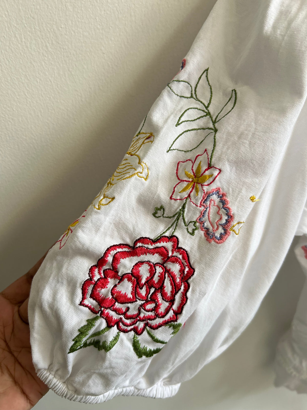 ASOS DESIGN tie front top with floral embroidery