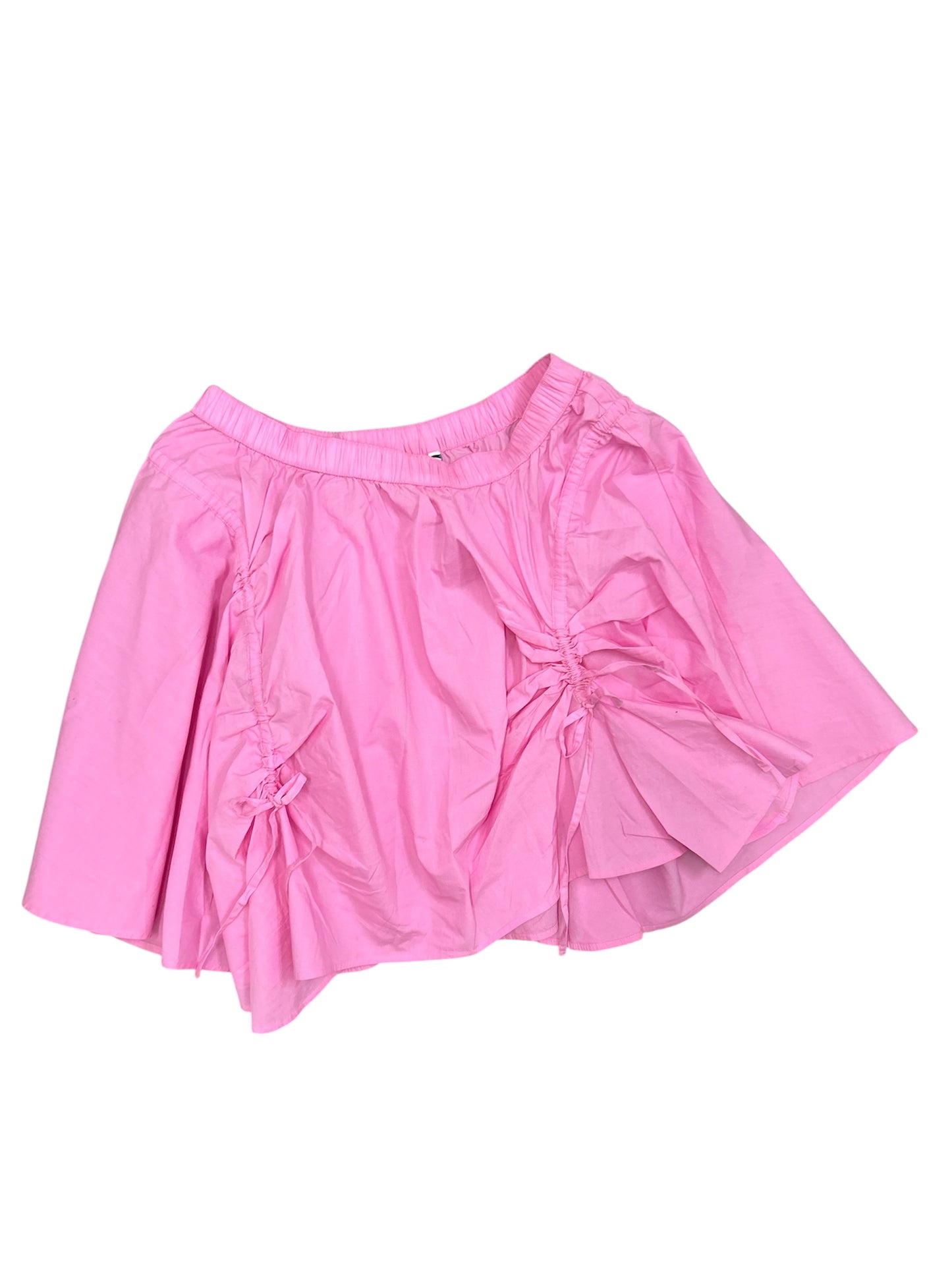 Poplin mini skirt with drawstring and gathered detail