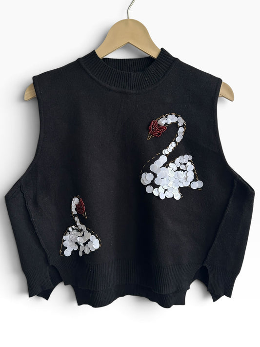 Swan Embellished Vest: 42”