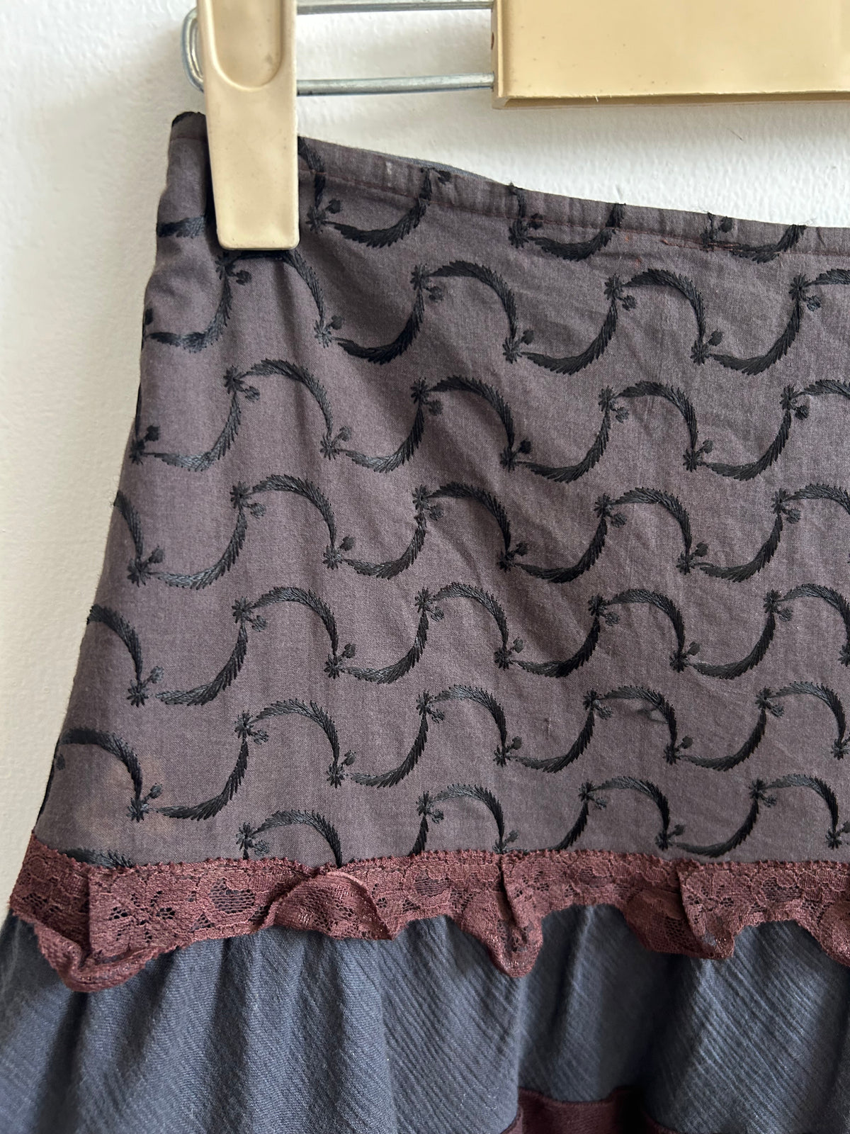 Boho Brown Ruffle Skirt