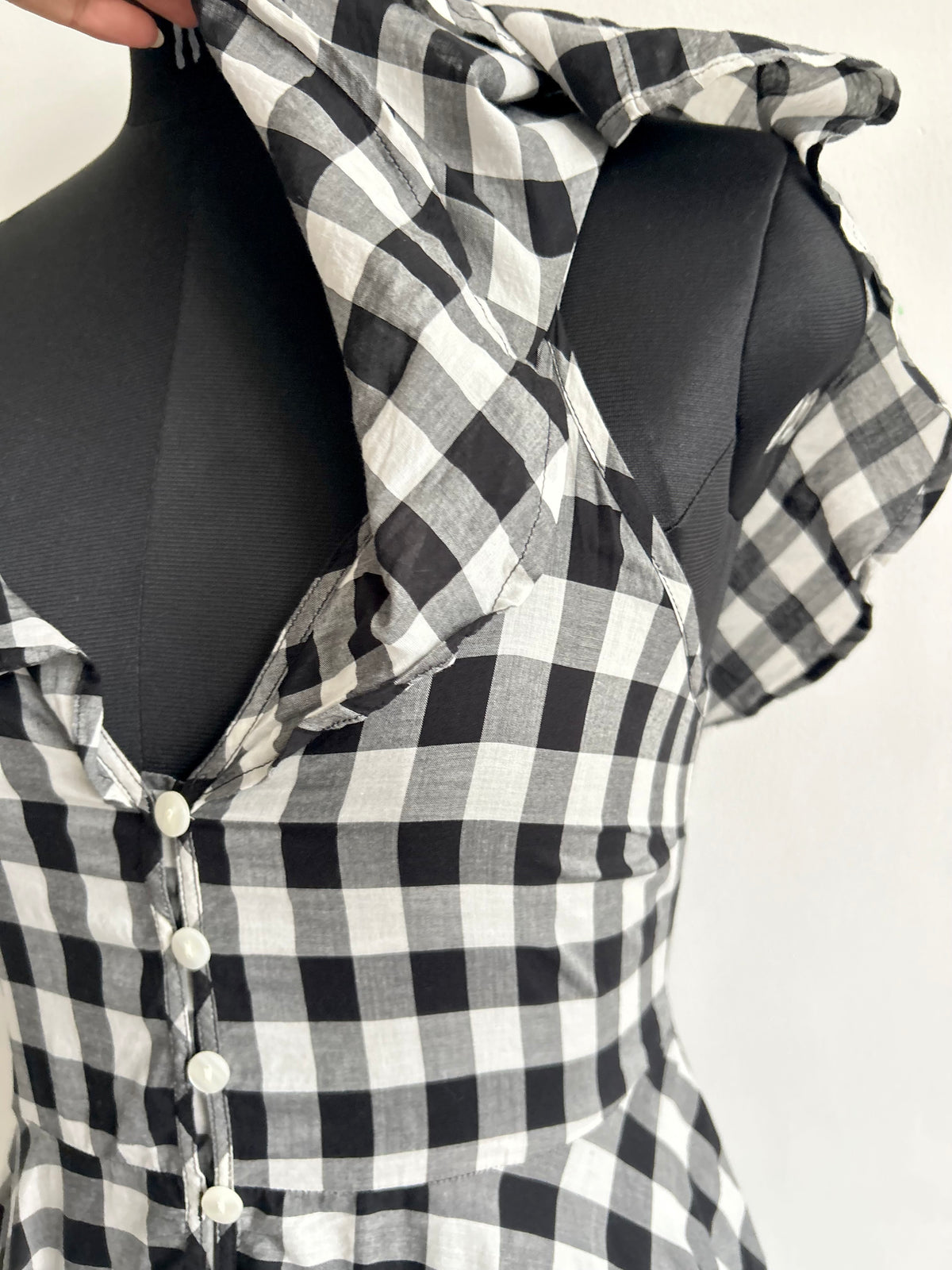 B&W Checkered Ruffle Dress