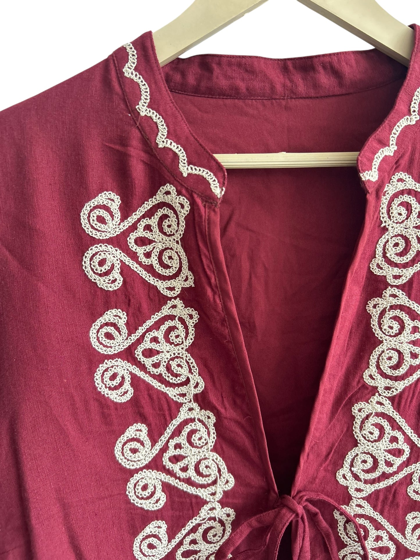 Cotton Embroidered Knot Top