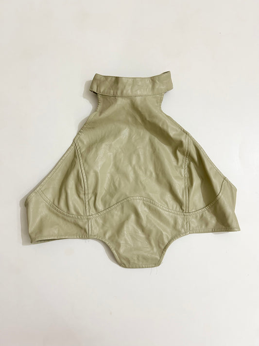 Olive Leather-Look Structured Top: Bust-42”