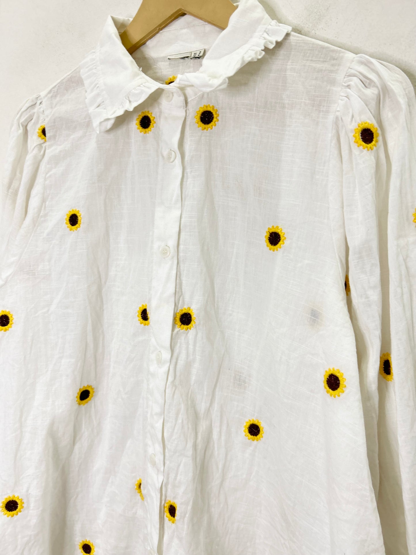 White Cotton Sunflower Shirt