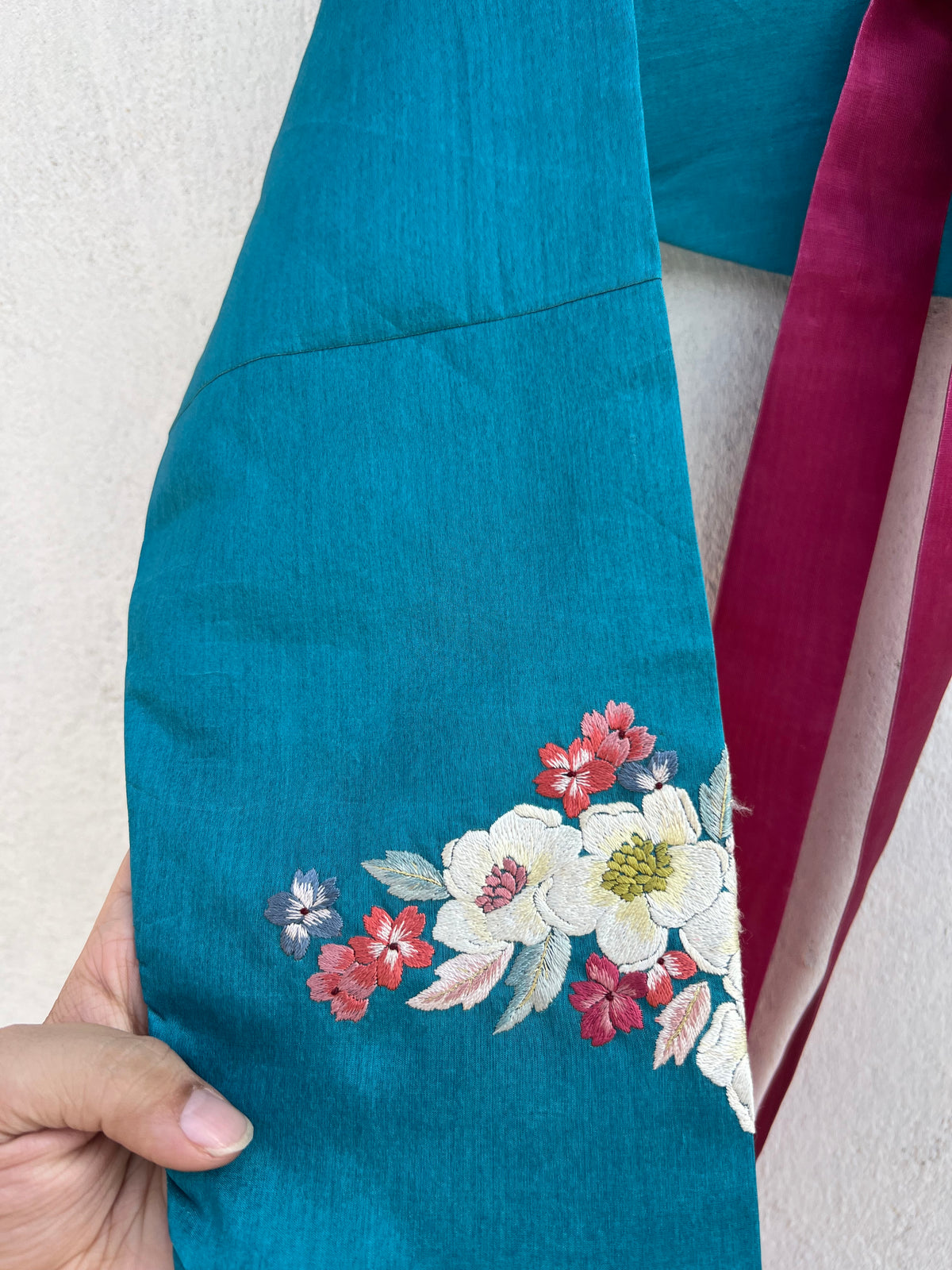 Blue Floral Hanbok Jacket: 32”