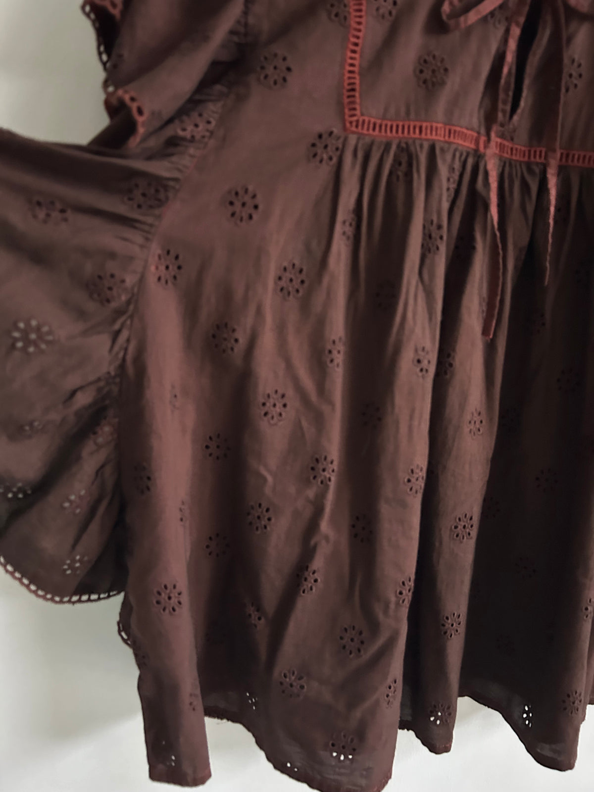 Brown Schiffli Top