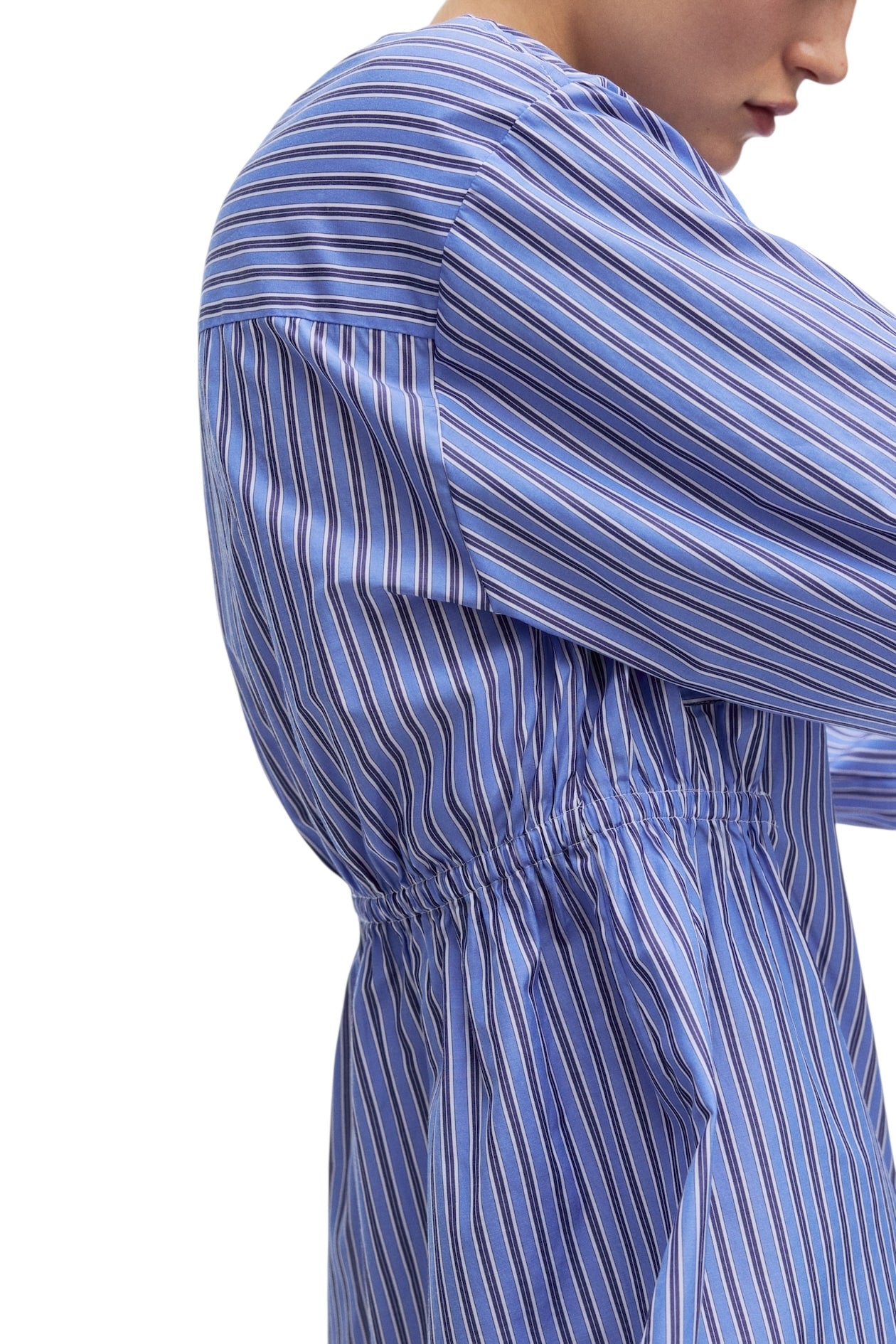 Blue Striped Waisted Top