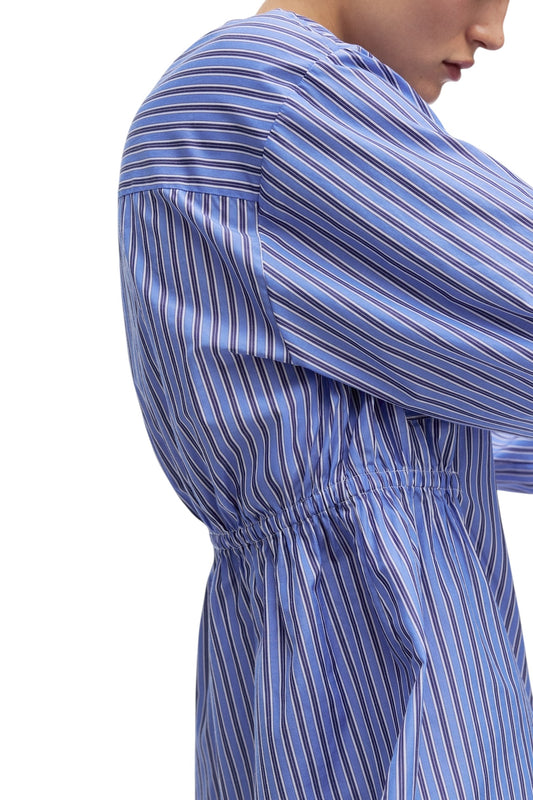 Blue Striped Waisted Top